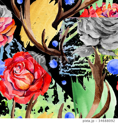 Wildflower rosa flower pattern in a watercolor 34688092