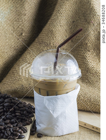 Iced coffee with beans. Iced coffee with beans. 34688208