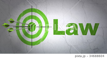 Law concept: target and Law on wall background 34688604