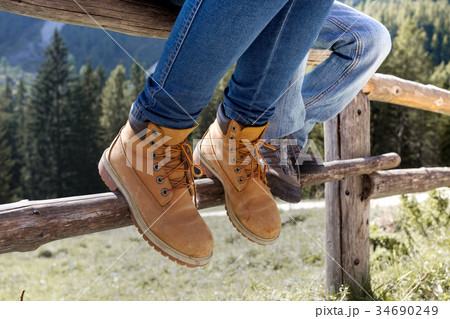 hiking boots close-up hiking boots close-up 34690249