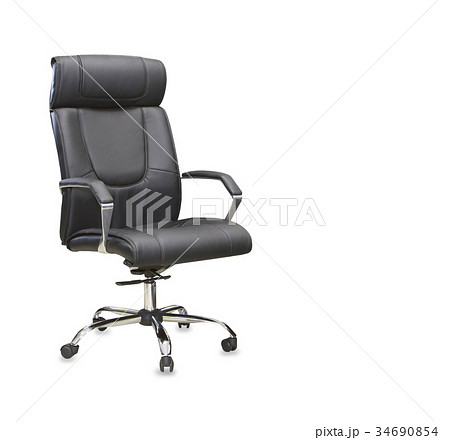 The office chair from black leather. Isolated The office chair from black leather. Isolated 34690854