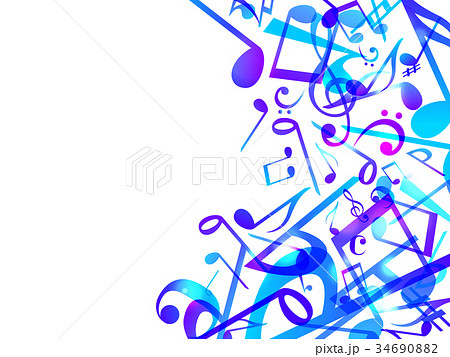 音符ミュージック背景イラスト青のイラスト素材 34690882 Pixta