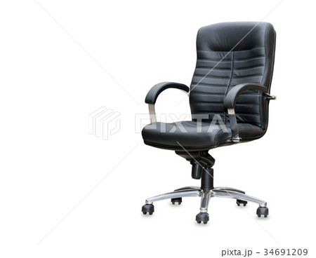 Modern office chair from black leather. Isolated 34691209