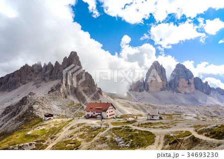 rifugio high at the Dolomites mountains rifugio high at the Dolomites mountains 34693230