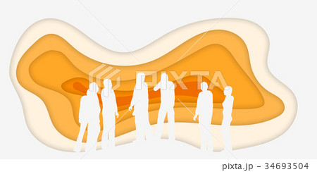 Paper art carving of people standing and speaking 34693504