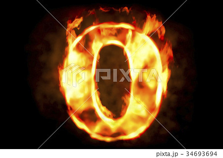 Fire number 0 of burning flame light, 3D rendering 34693694