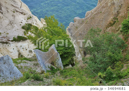 Limestone formation at Moens Klint.  34694681