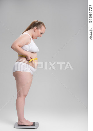 Girl is surprised about her overweight Girl is surprised about her overweight 34694727