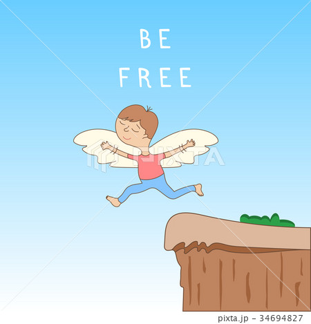 Be free - cute cartoon character with open arms Be free - cute cartoon character with open arms 34694827