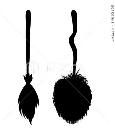 witch broom silhouette cartoon vector symbol  34695559