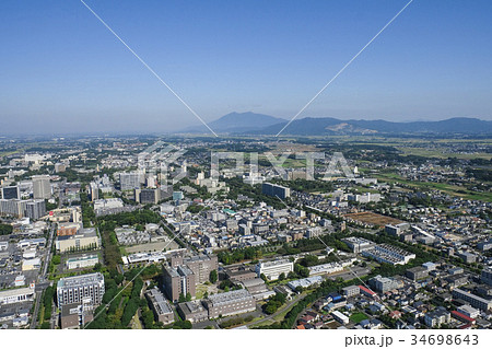 空撮 茨城県 つくば市の町並と筑波山 空撮 茨城県 つくば市の町並と筑波山 34698643