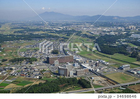 空撮　茨城県　筑波山と筑波鉄道沿線　 34698646