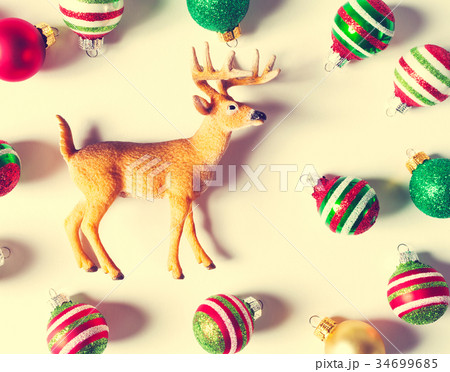Deer and Christmas ornaments 34699685