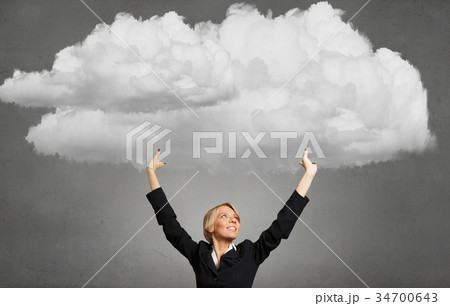Woman hold cloud Woman hold cloud 34700643