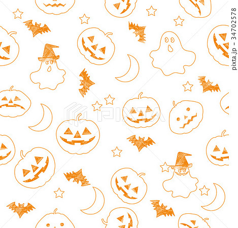 背景 手描き風 ハロウィン用イラスト パターン Seamless Halloween Patternのイラスト素材