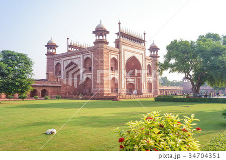 The great gate to Taj Mahal in Agra, India 34704351