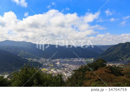 高梁市街地 備中松山城 登山道から の写真素材