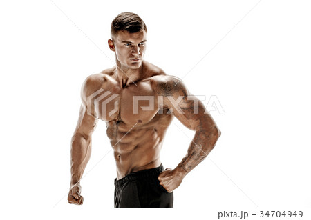muscular super-high level handsome man posing on muscular super-high level handsome man posing on 34704949