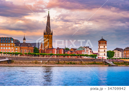View at the city skyline central Dusseldorf from 34709942