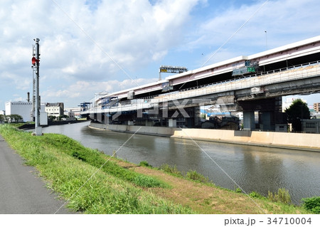 堀切橋付近の綾瀬川 汚泥処理場方面 34710004