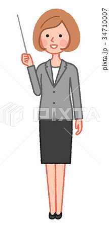 グレージャケット　女性　斜め　指示棒 34710007