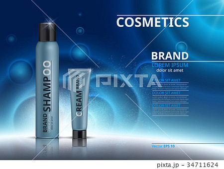 Cosmetic realistic package ads template 34711624