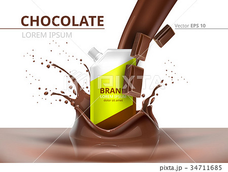 Chocolate package mock up Vector realistic on splash background Chocolate package mock up Vector realistic on splash background 34711685