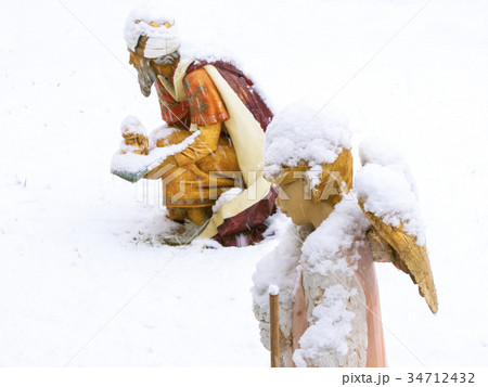 Christmas nativity scene, angel with lamb in the 34712432