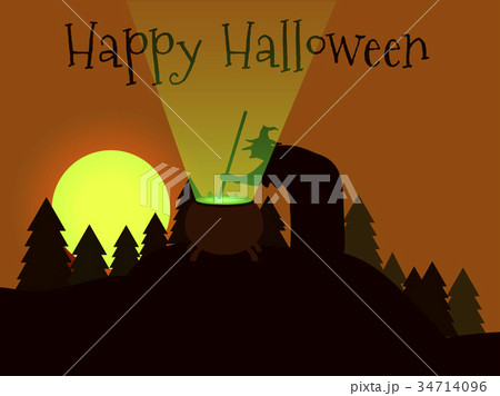 Happy Halloween. The witch is brewing a potion Happy Halloween. The witch is brewing a potion 34714096