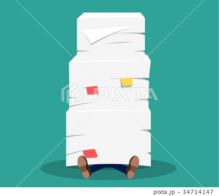 Businessman under the stack of paper, 34714147