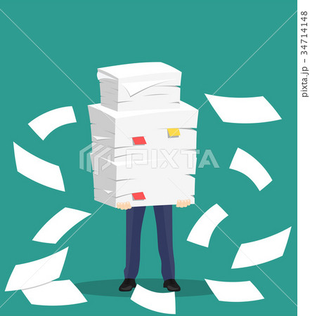 Paper pile with a man Paper pile with a man 34714148
