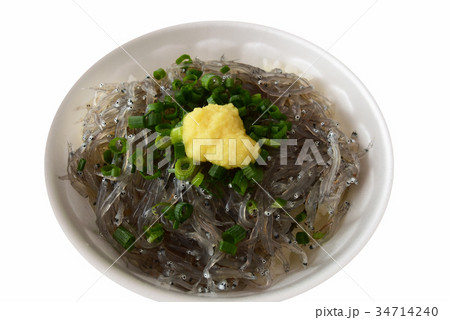 獲れたて静岡県用宗港特産 生しらす丼 白抜き 獲れたて静岡県用宗港特産 生しらす丼 白抜き 34714240