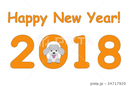 Happy New Year with poodle Happy New Year with poodle 34717920
