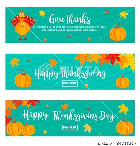 Set of Thanksgiving autumn, fall banners with 34718357