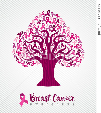 Breast cancer awareness month pink ribbon tree art Breast cancer awareness month pink ribbon tree art 34718415