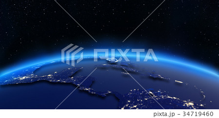 Central America city lights map 3d rendering Central America city lights map 3d rendering 34719460