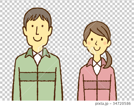 年輕人和工作服的婦女 年輕人和工作服的婦女 34720586