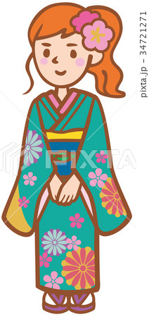 若い女性　着物 34721271