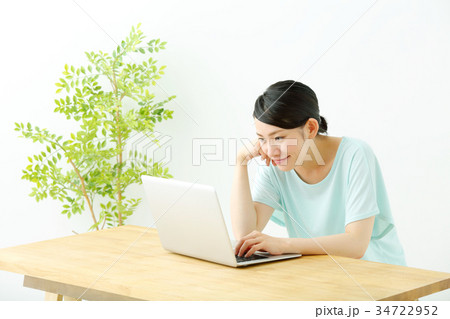 ミドル女性　ライフスタイル　パソコン 34722952