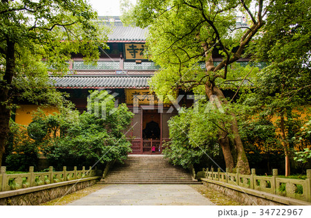 The prayer hall of Lingyin temple, Hangzhou, China The prayer hall of Lingyin temple, Hangzhou, China 34722967