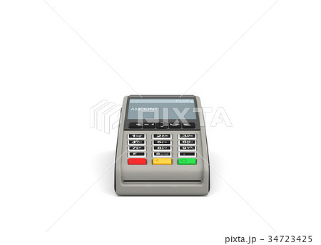 3d rendering of an empty card payment terminal in 3d rendering of an empty card payment terminal in 34723425