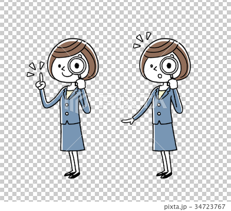 Business: young woman, magnifying glass, examine 34723767