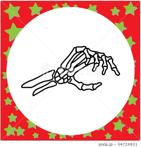 hand drawn skeleton hand holding invisible card 34724931