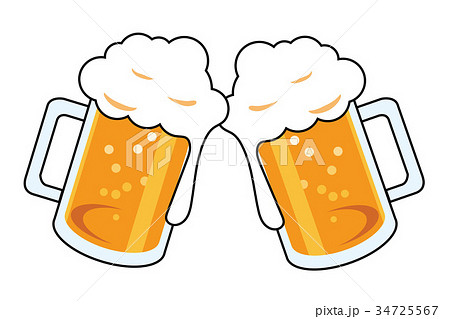 ジョッキのビールで乾杯のイラスト ベクターデータ Illustration Of Beerのイラスト素材