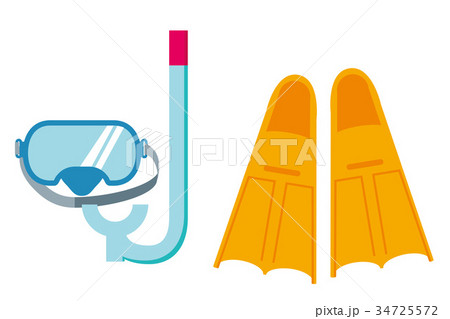 シュノーケル3点セットのイラスト ベクター Snorkellingのイラスト素材