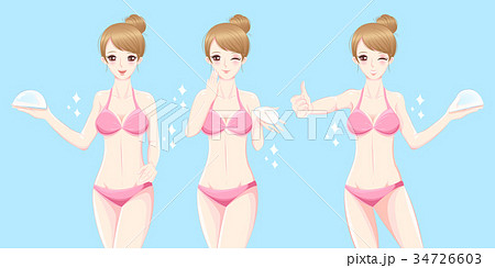 woman take silicone breast implant 34726603