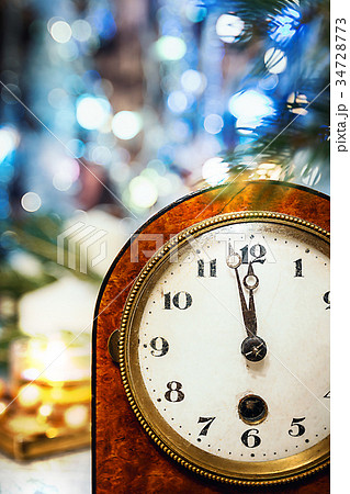 Christmas clock with festive decoration 34728773