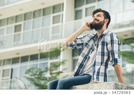 Sharing good news on the phone 34729363