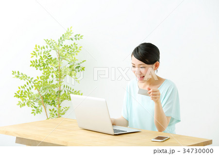 ミドル女性　ライフスタイル　パソコン 34730000