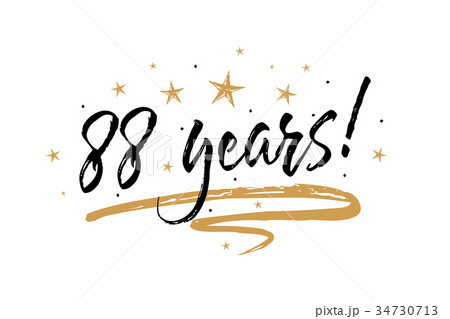 88 years card. Beautiful banner greeting scratched 88 years card. Beautiful banner greeting scratched 34730713